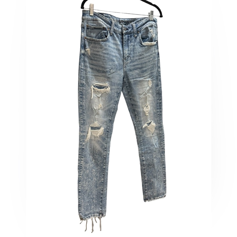 American Eagle Jeans Mens 34x32 Blue Denim Slim Distress Next Level Airflex